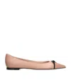 Valentino Leather Benpointy Ballet Flats In Neutral