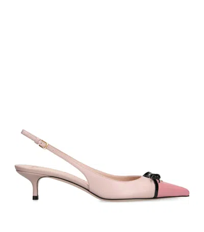 Valentino Garavani Leather Bepointy Slingback Heels 45 In White