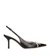 Valentino Garavani Leather Slingback With Patent Leather Toe
