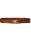 Valentino Logo Plaque Buckled Belt In Brown
