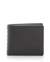 Valentino Rockstud Textured Studded Bi-fold Wallet In Black