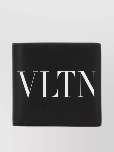 Valentino Garavani Leather Bifold Wallet Vltn Print In Black
