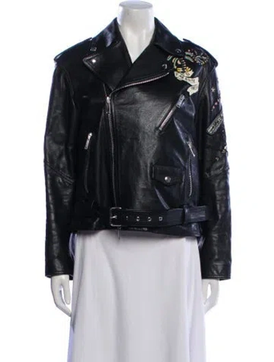 Pre-owned Valentino Leather Biker Jacket In Black