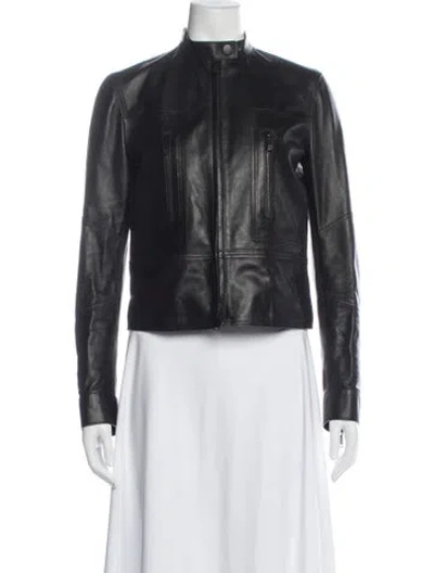 Pre-owned Valentino Leather Biker Jacket In Black