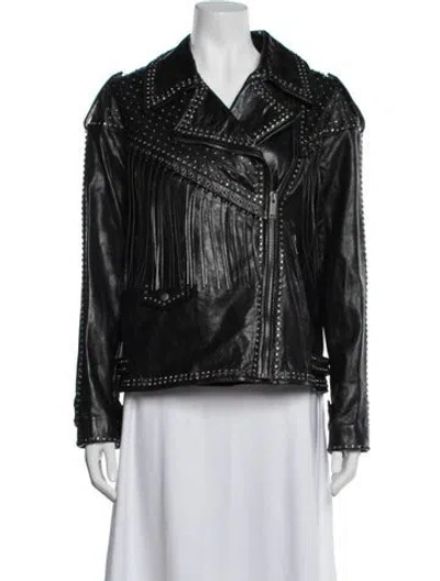 Pre-owned Valentino Leather Biker Jacket In Black