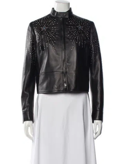 Pre-owned Valentino Leather Biker Jacket In Black