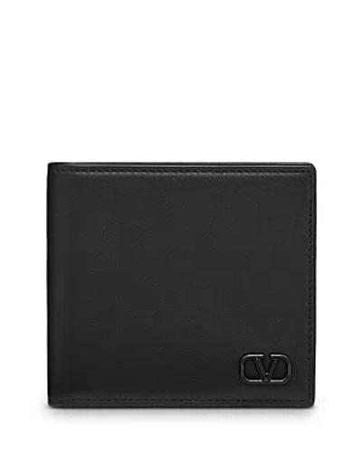 Valentino Garavani Leather Billfold Wallet In Black