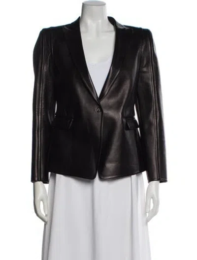 Pre-owned Valentino Leather Blazer In Black