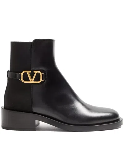 Valentino Garavani Valentino Leather Bootie In Black