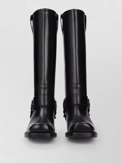Valentino Garavani Valentino Rockstud Leather Knee-high Boot In Black