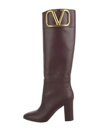 Pre-owned Valentino Garavani Leather Boots In Burgundy