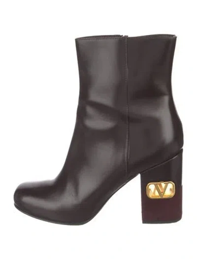 Pre-owned Valentino Garavani Leather Boots In Burgundy