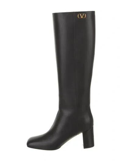 Pre-owned Valentino Garavani Leather Boots W/ Tags In Black