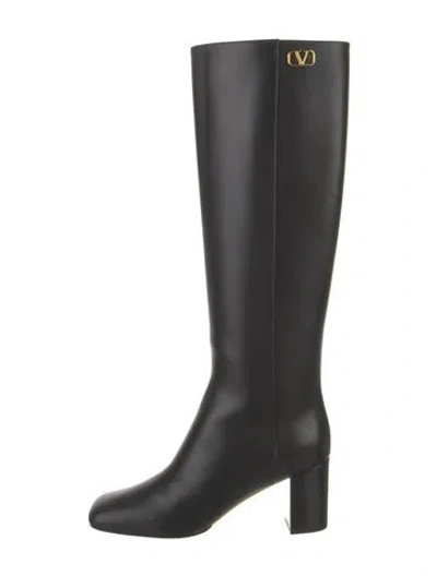 Pre-owned Valentino Garavani Leather Boots W/ Tags In Black