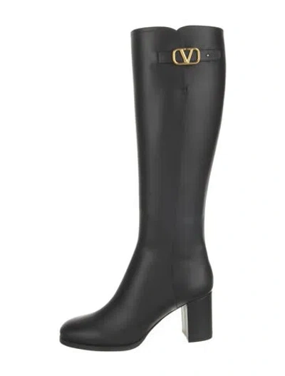 Pre-owned Valentino Garavani Leather Boots W/ Tags In Black