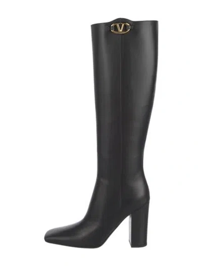 Pre-owned Valentino Garavani Leather Boots W/ Tags In Black