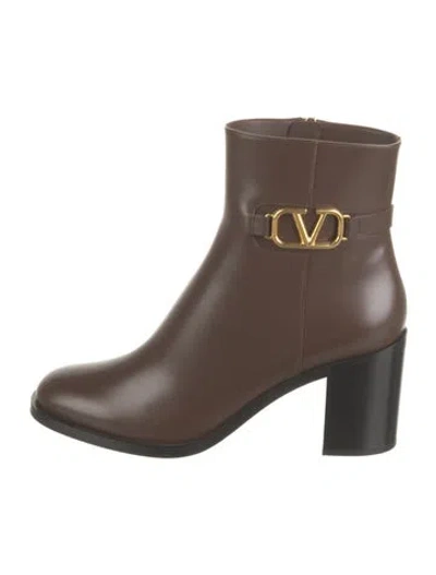 Pre-owned Valentino Garavani Leather Boots W/ Tags In Brown
