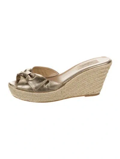Pre-owned Valentino Garavani Leather Bow Accents Espadrilles