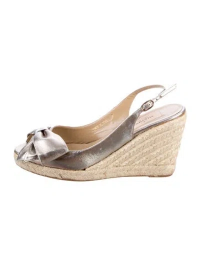 Pre-owned Valentino Garavani Leather Bow Accents Espadrilles