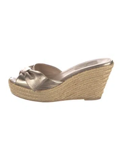 Pre-owned Valentino Garavani Leather Bow Accents Espadrilles