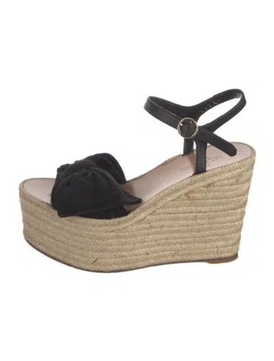 Pre-owned Valentino Garavani Leather Bow Accents Espadrilles In Black/neutrals