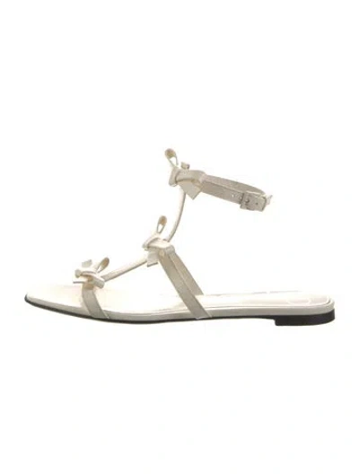 Pre-owned Valentino Garavani Leather Bow Accents Gladiator Sandals In Neutral