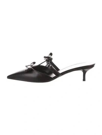 Pre-owned Valentino Garavani Leather Bow Accents Mules In Black