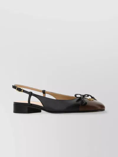 VALENTINO GARAVANI LEATHER BOW DETAIL BALLERINAS