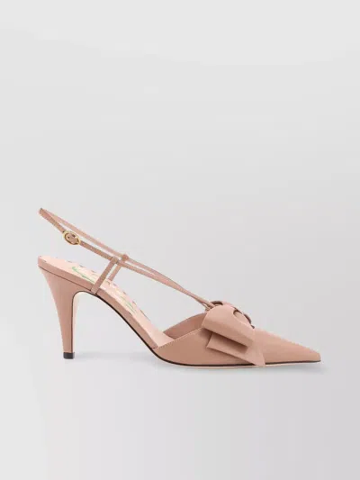 Valentino Garavani 85 Bowow Bow-detailed Leather Slingback Pumps In Neutral