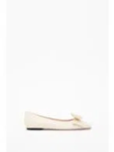 Valentino Garavani Leather Bowow Ballerinas In White