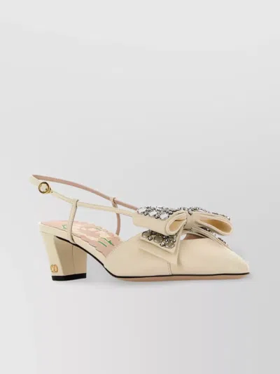 VALENTINO GARAVANI LEATHER BOWOW BLOCK HEEL PUMPS