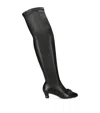 Valentino Leather Bowow Over-the-knee Boots 45 In Black
