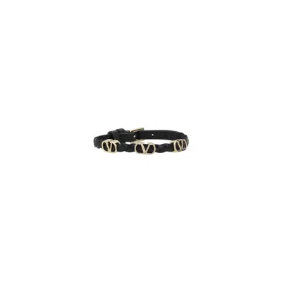 Valentino Garavani Leather Bracelet In Black