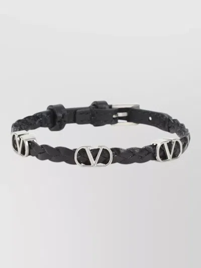 Valentino Garavani Leather Bracelet Belt Loop Design In Black