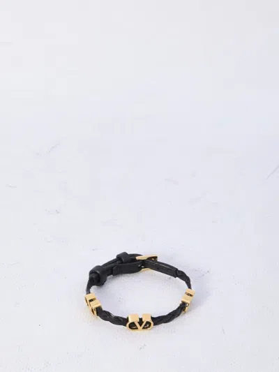 Valentino Garavani Leather Bracelet In Black