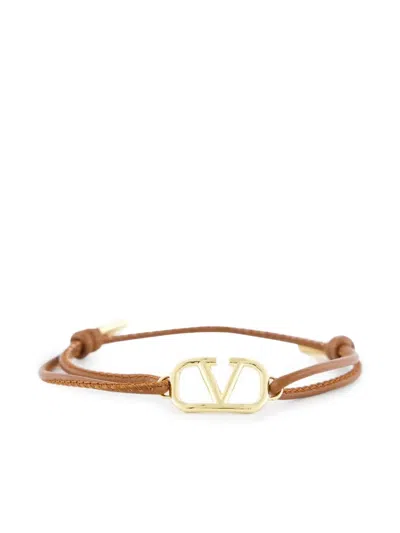Valentino Garavani Leather Bracelet In Brown