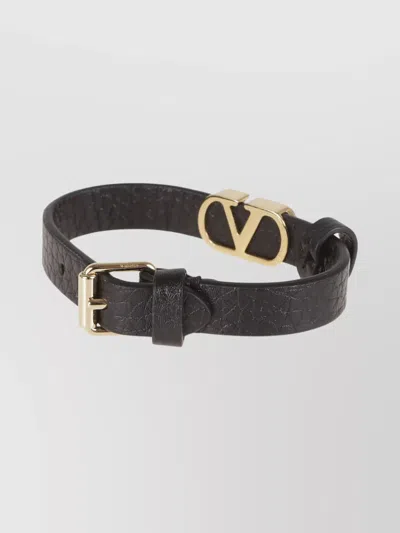 Valentino Garavani Leather Bracelet Gold-tone Hardware In Brown
