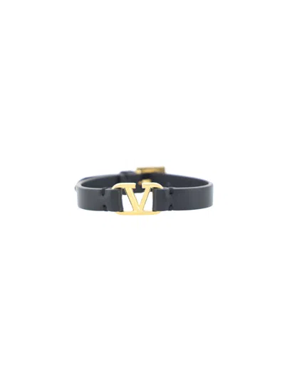Valentino Garavani Leather Bracelet (logo 25x15mm) | Vlogo In Blue