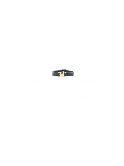 Valentino Garavani Leather Bracelet (logo 25x15mm) Vlogo In Nero