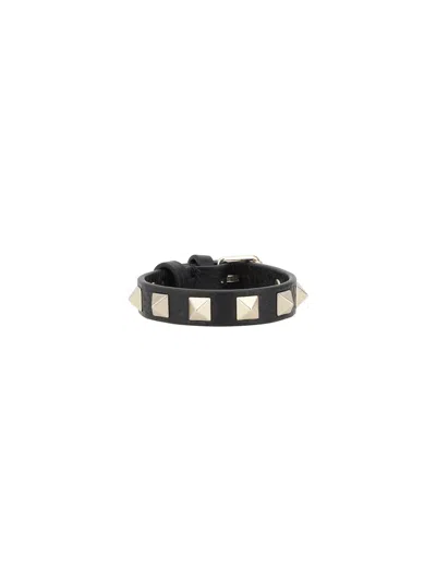 Valentino Garavani Rockstud Calfskin Double-strap Bracelet Woman Black Uni