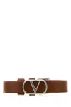 Valentino Vlogo Leather Bracelet In Deepcaramel