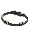 Valentino Garavani Vlogo Signature Bracelet In Braided Calfskin In No Nero