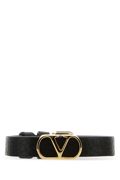 VALENTINO GARAVANI VALENTINO GARAVANI BLACK LEATHER VLOGO BRACELET