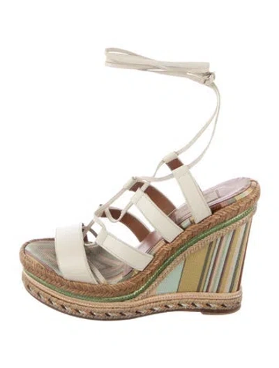 Pre-owned Valentino Garavani Leather Braided Accents Espadrilles In Multi