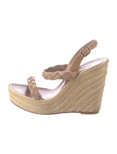 Pre-owned Valentino Garavani Leather Braided Accents Espadrilles In Neutral