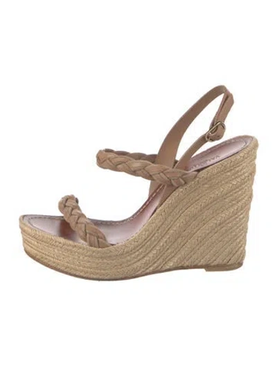 Pre-owned Valentino Garavani Leather Braided Accents Espadrilles In Neutral