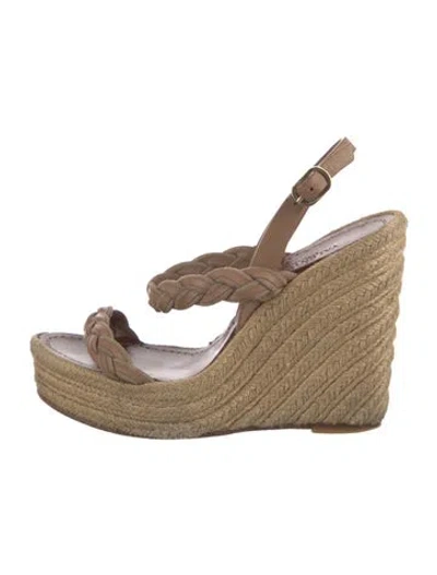 Pre-owned Valentino Garavani Leather Braided Accents Espadrilles In Neutral