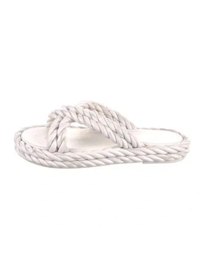 Pre-owned Valentino Garavani Leather Braided Accents Espadrilles In White