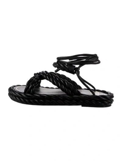 Pre-owned Valentino Garavani Leather Braided Accents Gladiator Sandals In Black