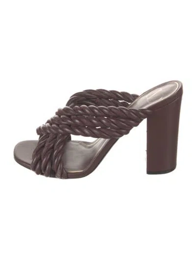 Pre-owned Valentino Garavani Leather Braided Accents Slides In Burgundy